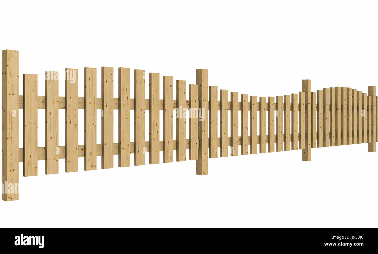 the wooden fence isolated against white background Stock Photo - Alamy