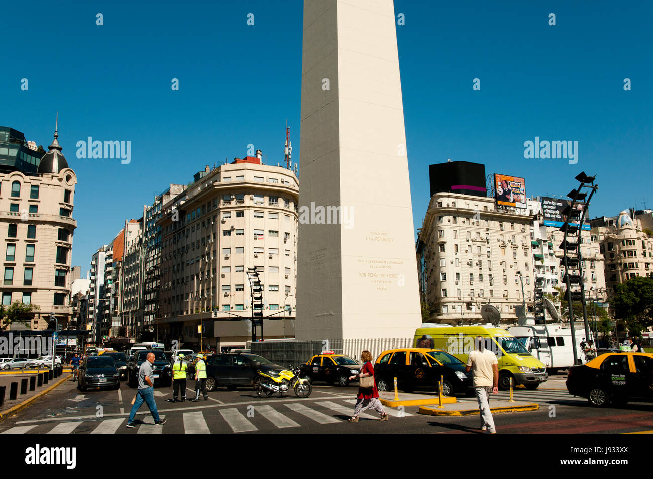 BUENOS AIRES, ARGENTINA - December 15, 2016: The Obelisk is the icon of Buenos Aires in the Plaza de la Republica built in 1936 Stock Photo