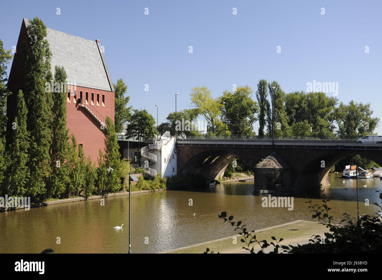 bridge, anciently, frankfort, porch, art, hesse, german federal republic, Stock Photo