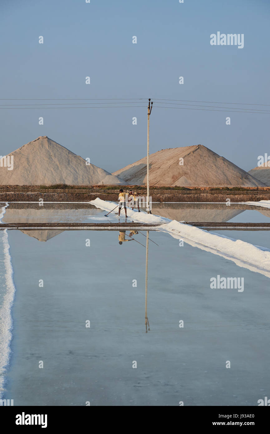 Salt pans on tuticorin Salt Lake, India. It is India's largest saline