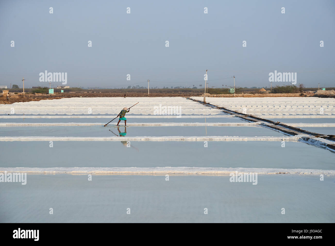 Salt pans on tuticorin Salt Lake, India. It is India's largest saline