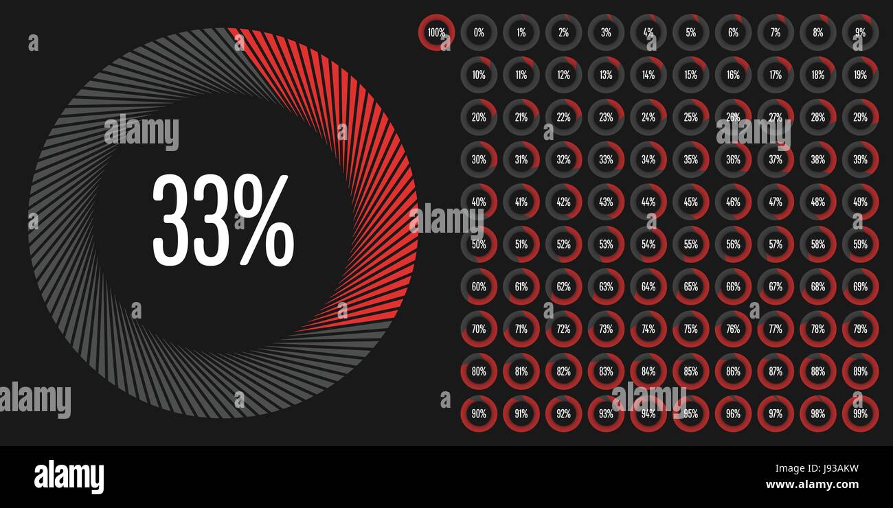 Set of circle percentage diagrams from 0 to 100 ready-to-use for web ...