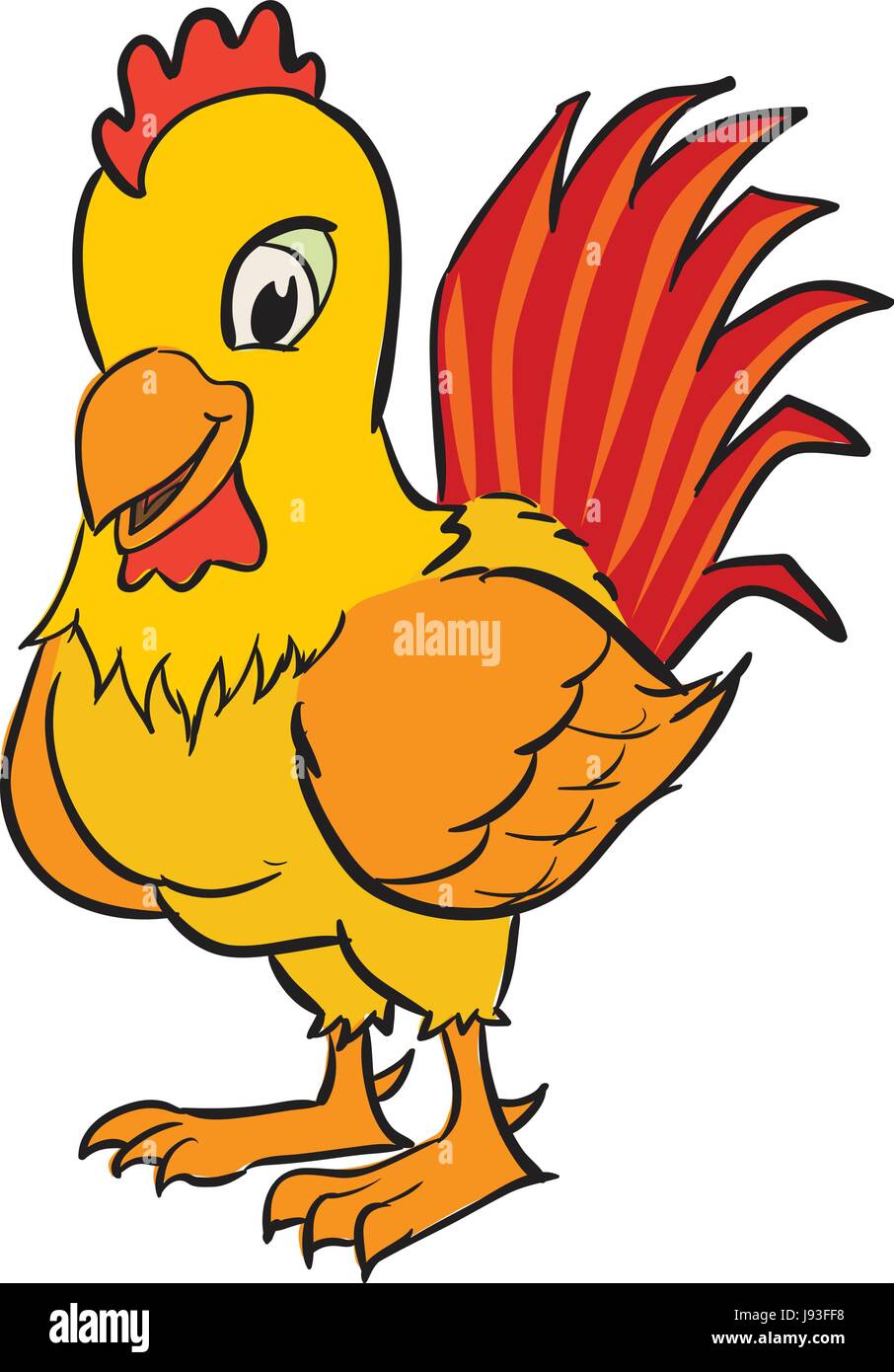 Funny red and orange rooster, cock, cartoon vector illustration isolated on  white background. Cute and funny colorful rooster looking up Stock Vector  Image & Art - Alamy