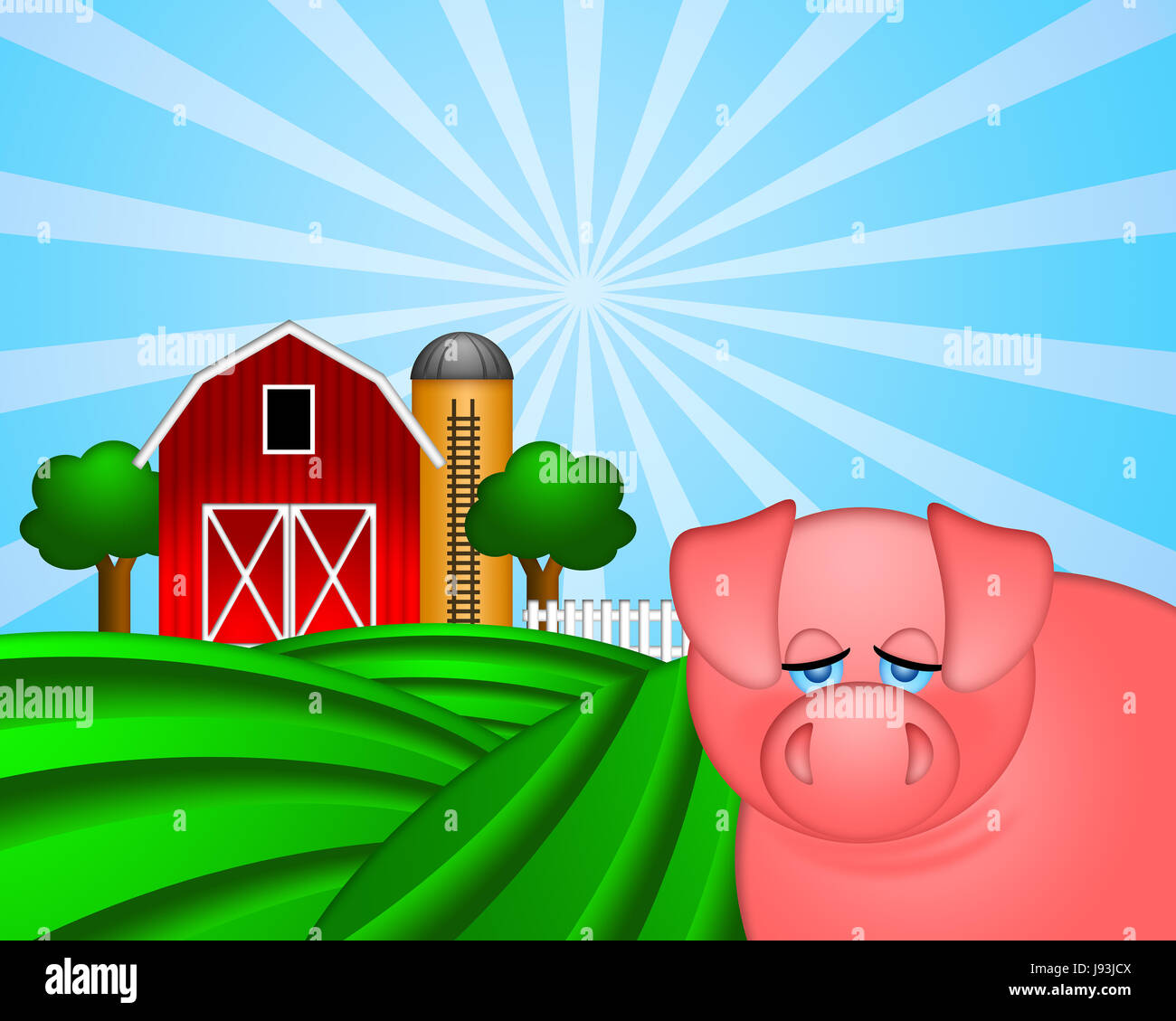 Elevator Lift Grain Barn Silo Ladder Red Pork Pig Cereal
