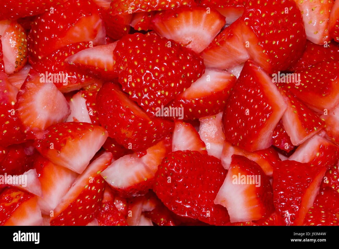 Fresh Cut Strawberries Stock Photo