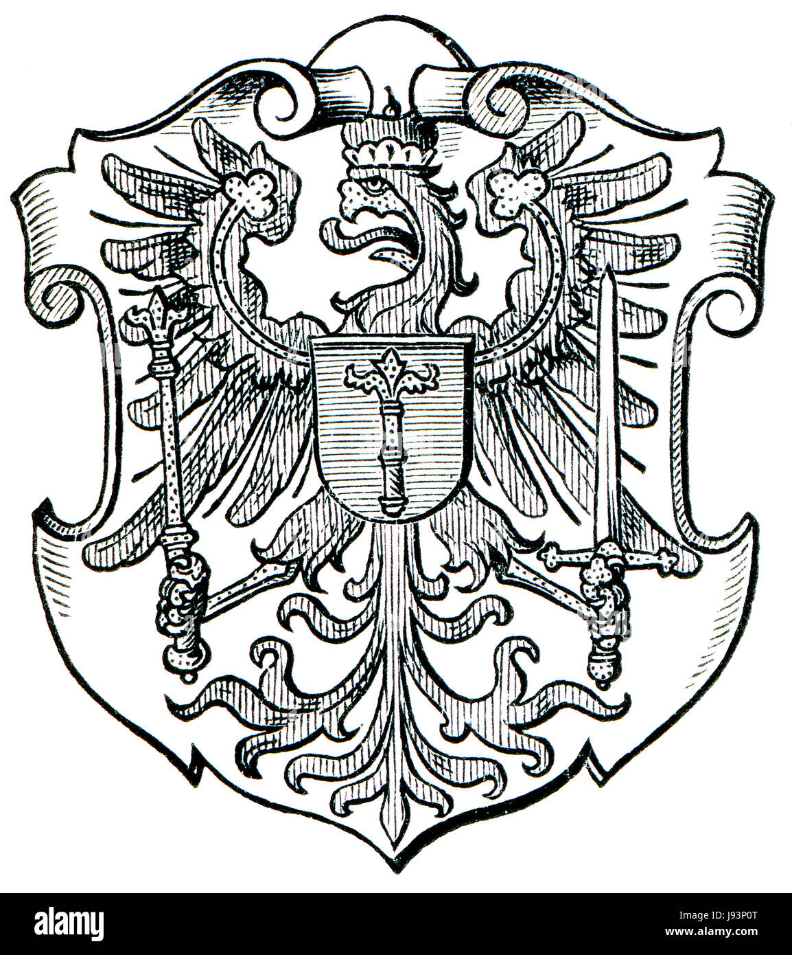 brandenburg, prussia, province, kingdom, engraving, historical, antique, black, Stock Photo