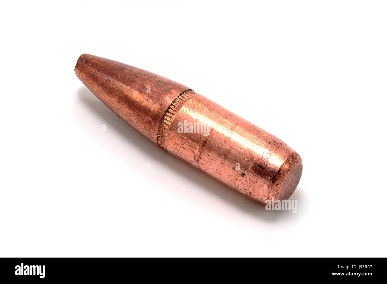 isolated, brass, copper, used, cartridge, lead, scratches, projectile