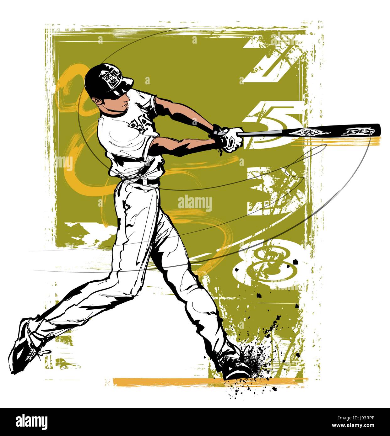 Baseball hitter Swinging  - vector illustration Stock Vector