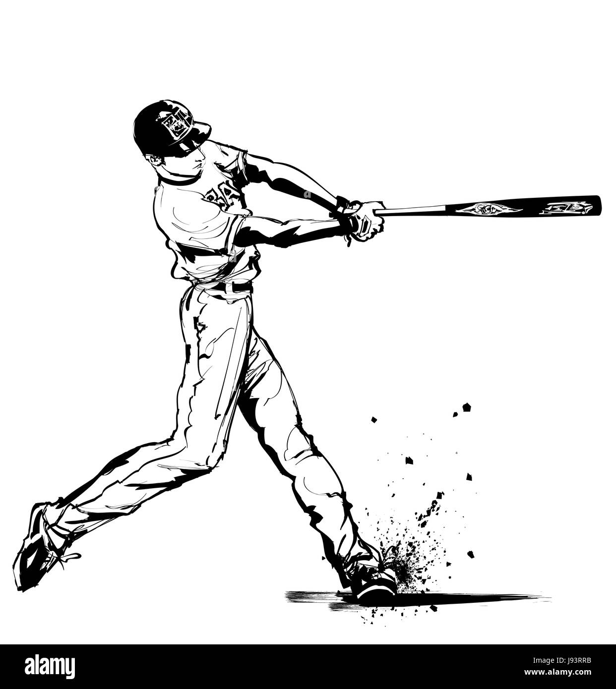 Baseball hitter Swinging  - vector illustration Stock Vector