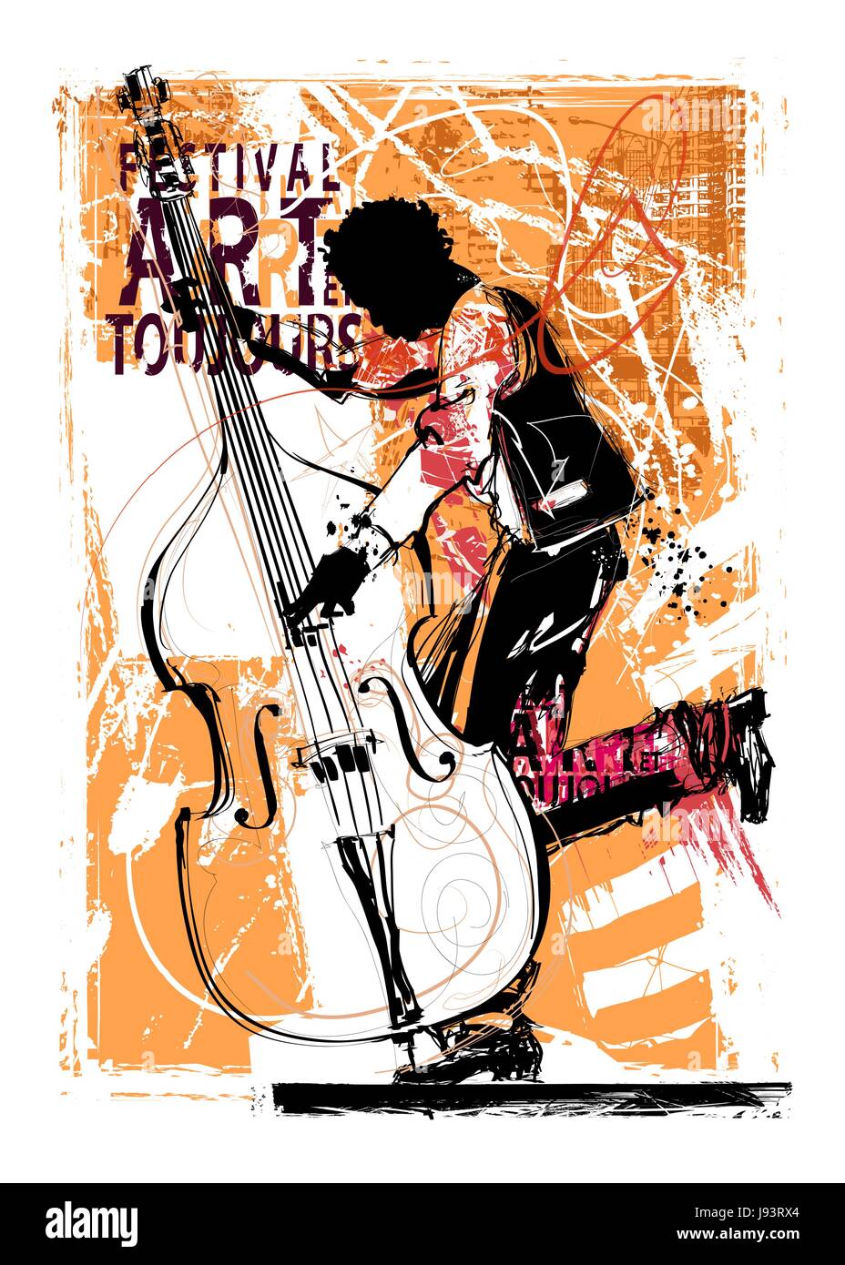 Double bass player - vector illustration Stock Vector