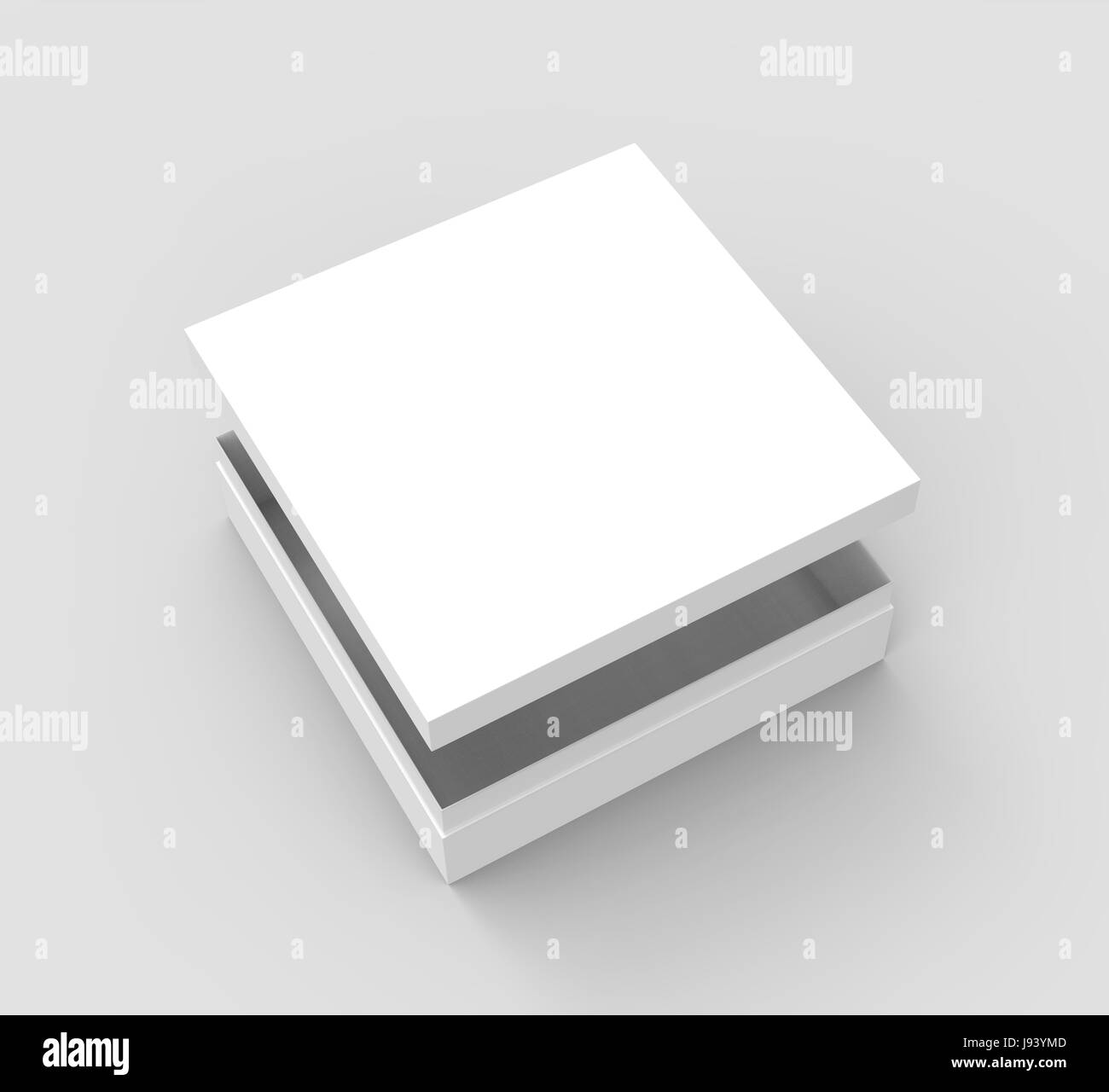 tilt white flat 3d rendering blank open box, isolated gray background ...