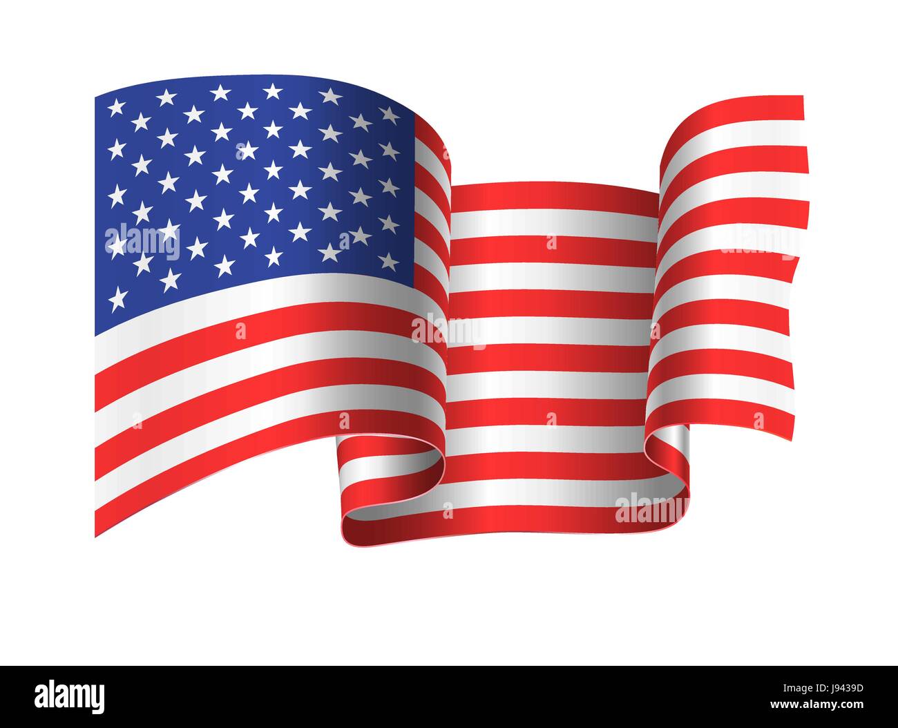 developing in the wind the american flag  Stock Vector