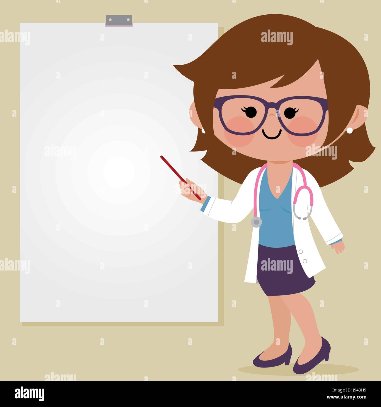 Female doctor making a presentation using a white board Stock Vector