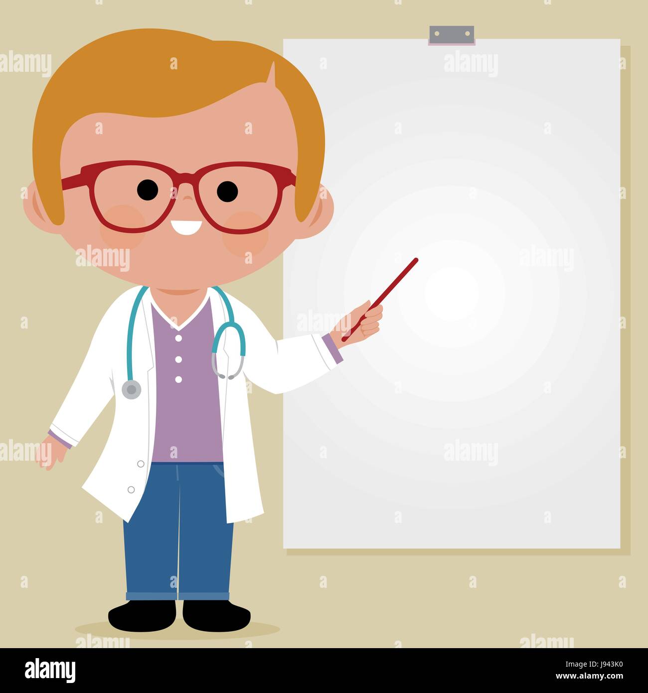 Male doctor making a presentation using a white board Stock Vector