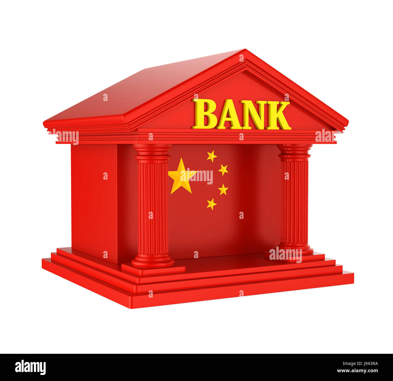 Chinese Bank Building Isolated Stock Photo