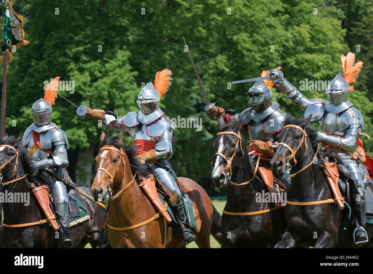 English civil war knights on horseback with swords at a Sealed knot