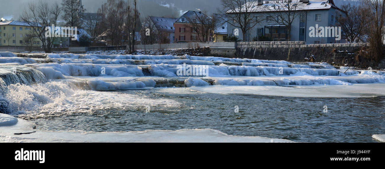 winter, ice age, zurich, river, water, winter, ice age, zurich, river, water, Stock Photo