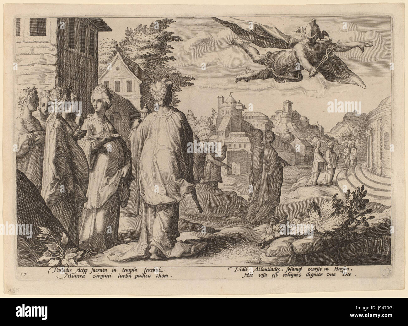 1590. Mercury Enamored of Herse   etching   17.8 x 25.2 cm   Washington DC, NGA Stock Photo