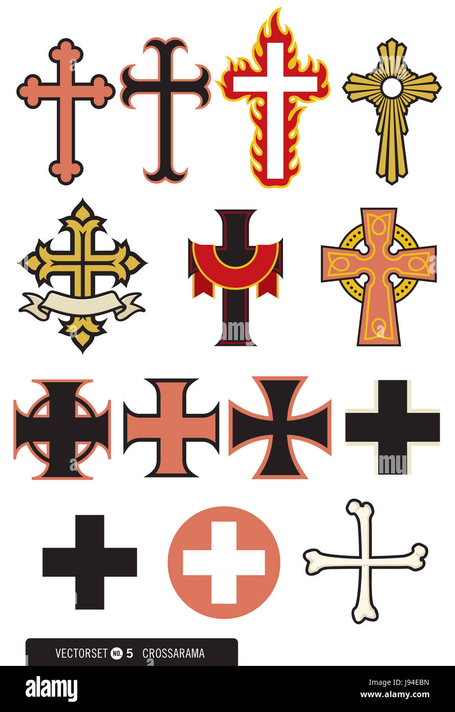 Christian cross vector symbol flat style. Set of different crosses icon  21696753 Vector Art at Vecteezy