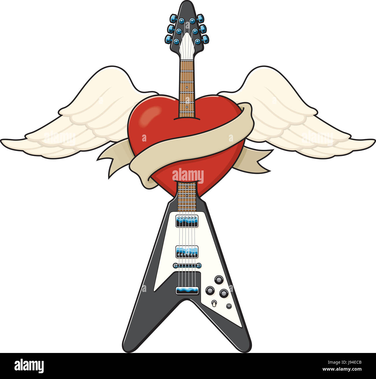 vintage, guitar, vector, wings, tattoo, valentine, tatoo, music, musical  Stock Photo - Alamy