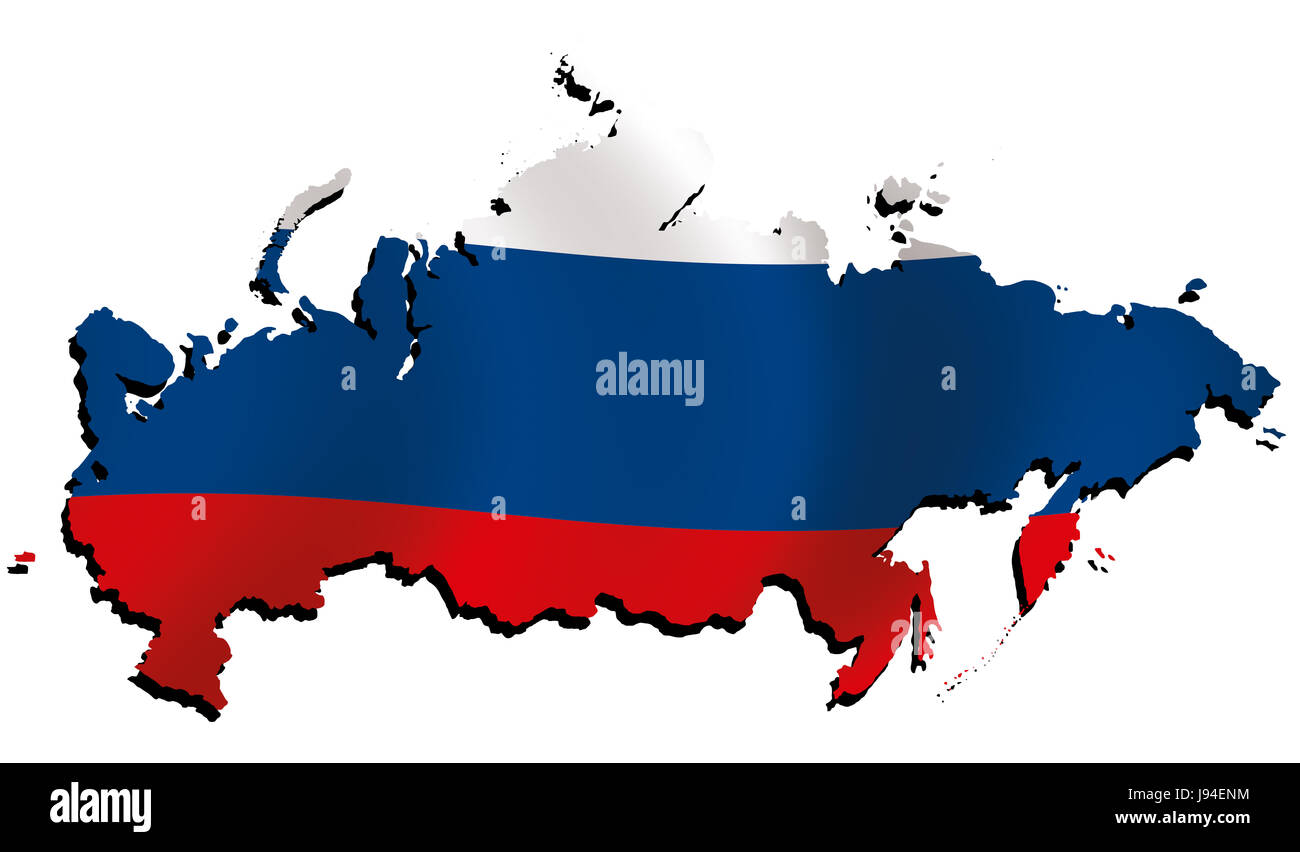 map russia with flag Stock Photo