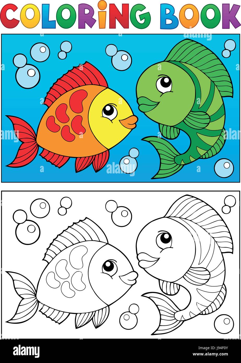 Coloring book with fish theme 5 - eps10 vector illustration Stock ...