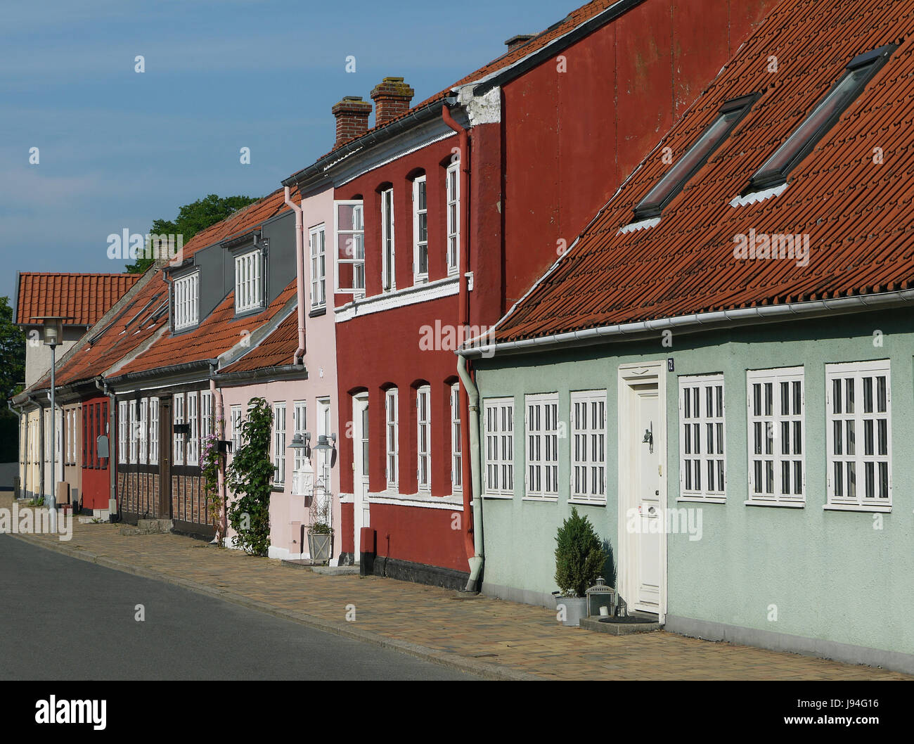 denmark, terrace houses, street, road, houses, house, home, dwelling