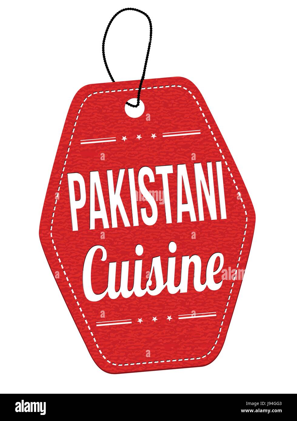 Pakistani cuisine red leather label or price tag on white background, vector illustration Stock Vector