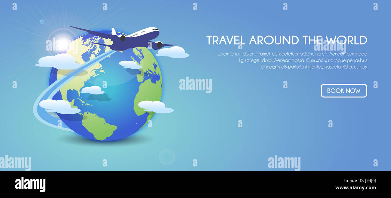 Travel Around the World. Landmark architecture of the world. Vector travel concept Stock Photo