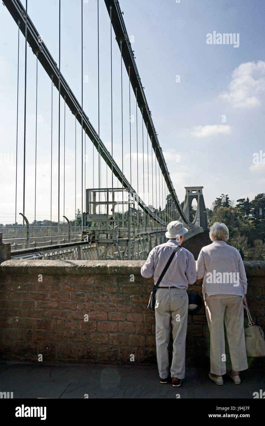 tourists viewing  clifton suspension bridge bristol england Stock Photo