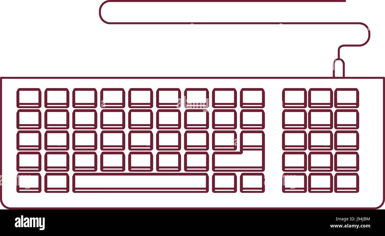 dark red line contour of computer keyboard Stock Vector Image & Art - Alamy