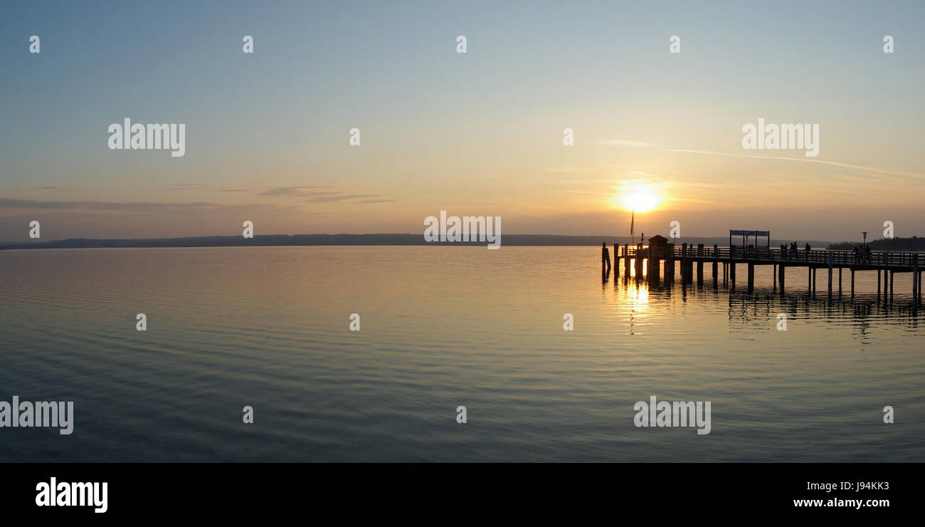 panorama - sunset at the ammersee Stock Photo