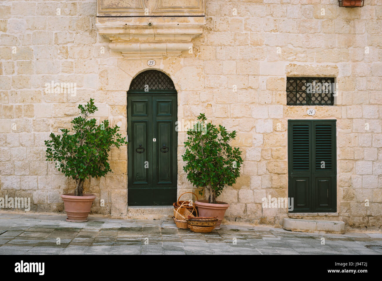 Facade of traditional maltese house in Mdina, Malta Stock Photo Alamy