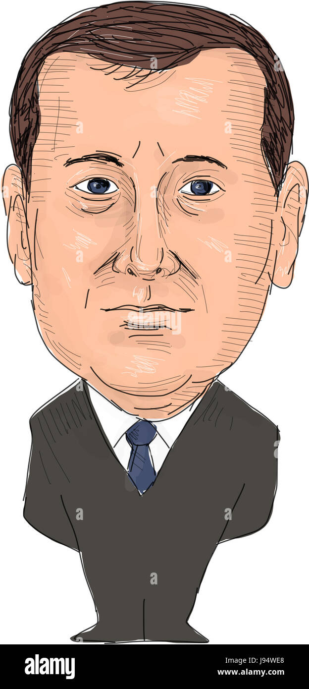 May 24, 2017: Watercolor style illustration of Dmitry Medvedev, Prime