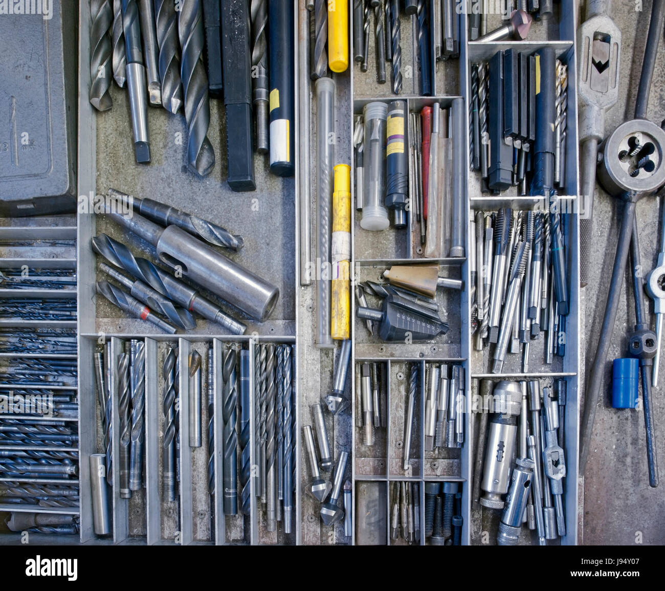 industrial tools in a drawer Stock Photo - Alamy