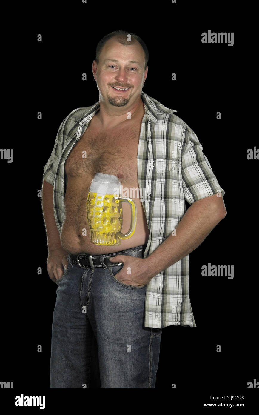 bodypainted beerbelly Stock Photo