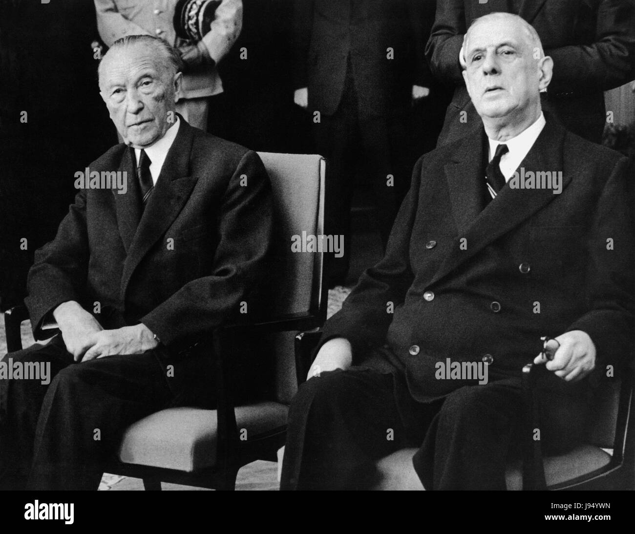 French President Charles de Gaulle (r) and German Chancellor Konrad Adenauer  (l) on 3 June 1962 in Cologne (Germany). | usage worldwide Stock Photo -  Alamy
