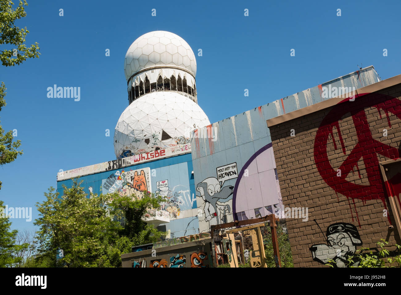 BERLIN, 27TH MAY: Former NSA US listening station on the top of the hill 'Teufelsberg' in Berlin on May 27th, 2017. Stock Photo