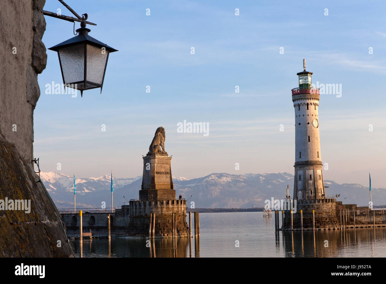 in the port of lindau at lake constance in germany Stock Photo