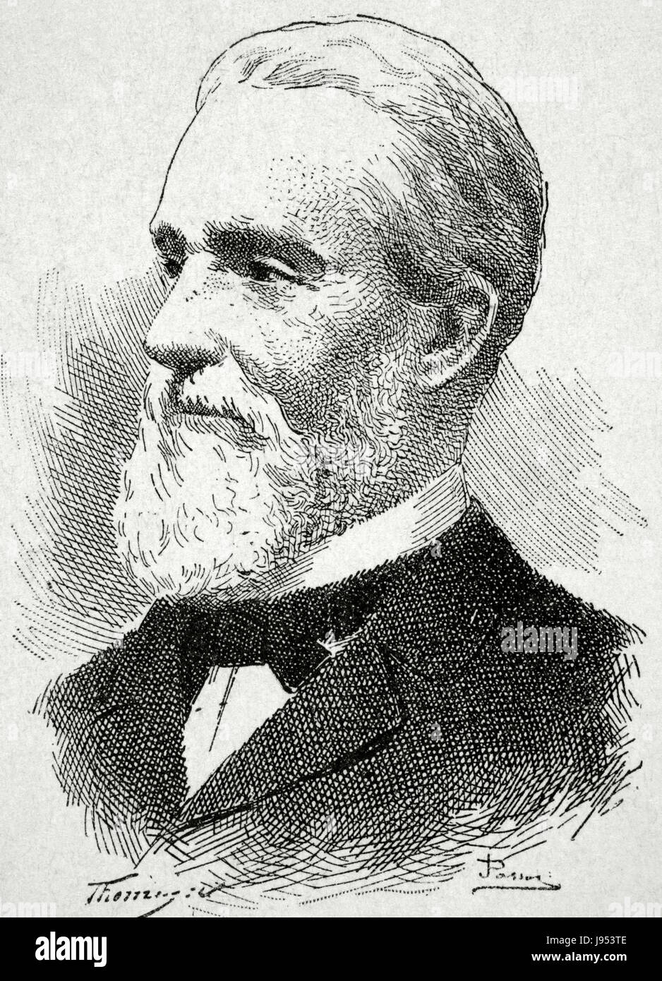 Paul-Armand Challemel-Lacour (1827-1896). French statesman. Portrait. Engraving by Passos. 'Ilustracion Americana', 1896. Stock Photo