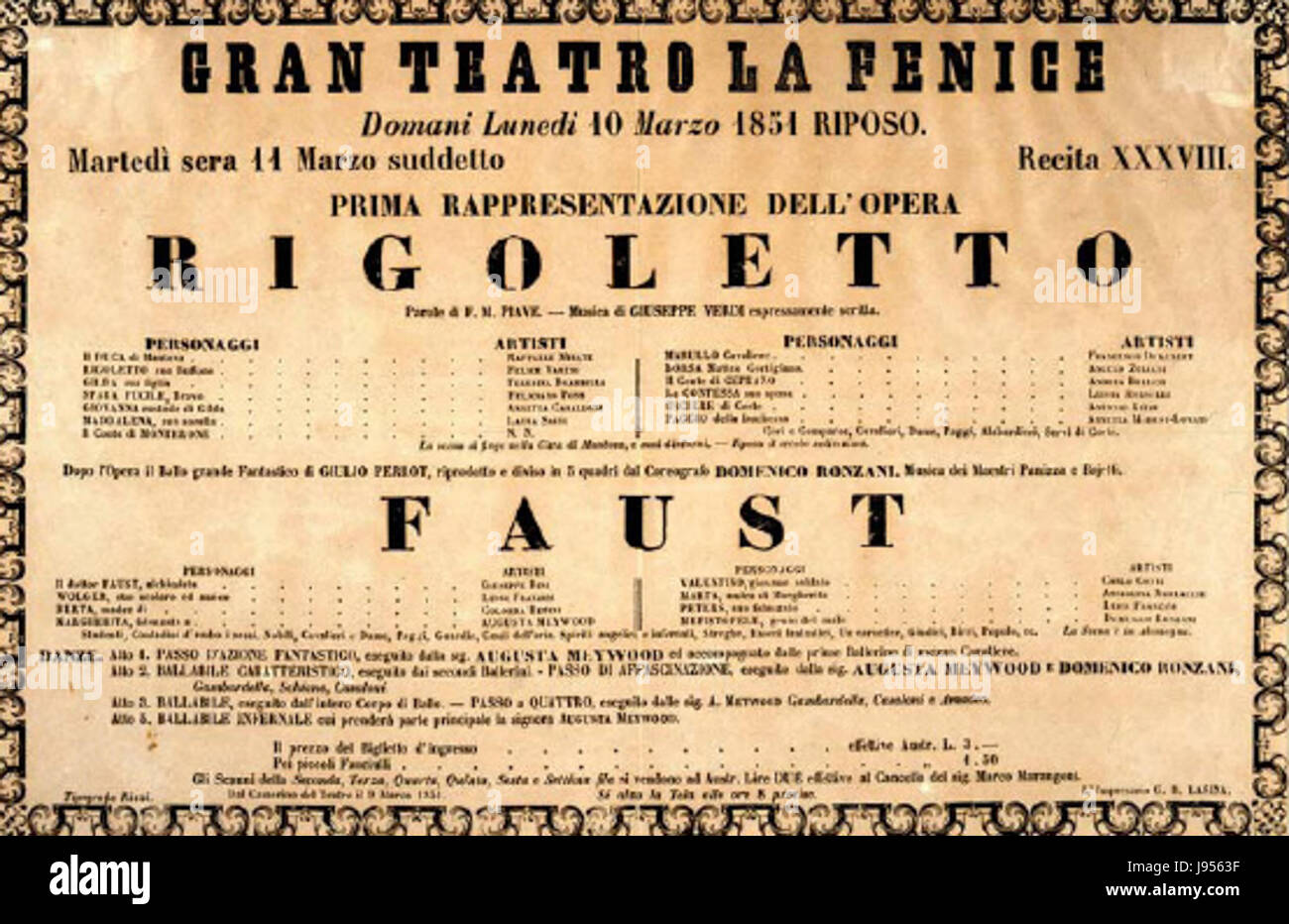 Rigoletto premiere poster Stock Photo