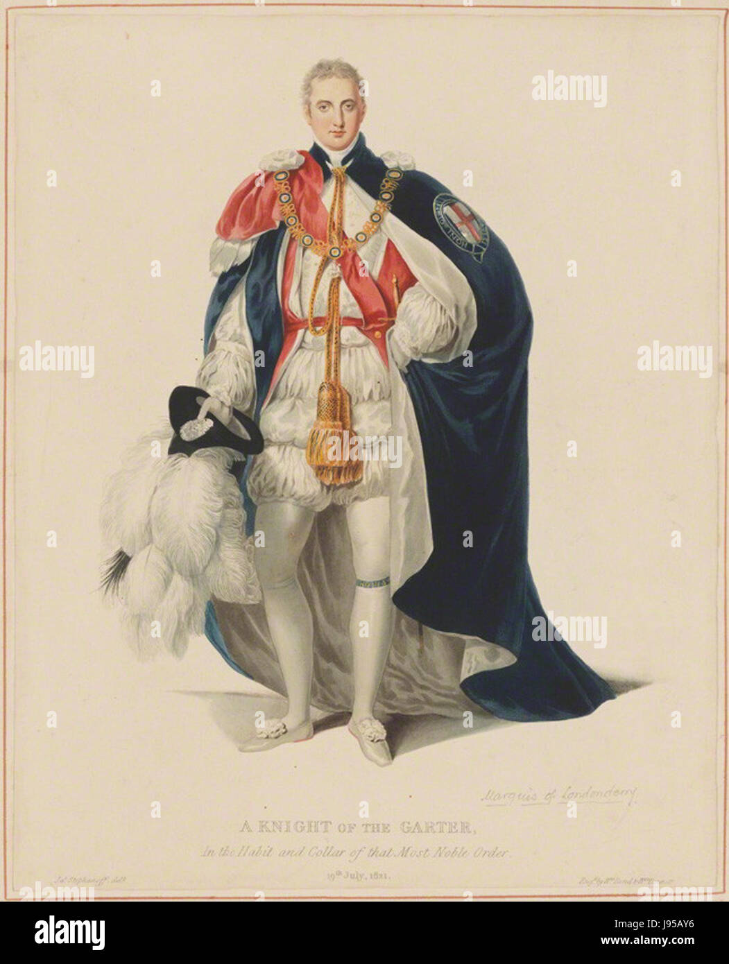 Robert Stewart, 2nd Marquess of Londonderry (Lord Castlereagh) by William Bond, by William Bennett, after James Stephanoff Stock Photo