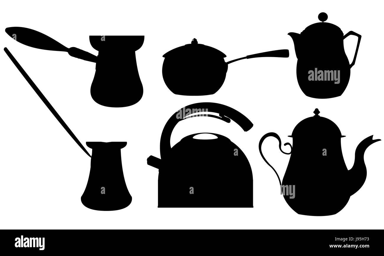 tea, object, milk, silhouette, pot, coffee, tea, object, drink, drinking, bibs, Stock Photo