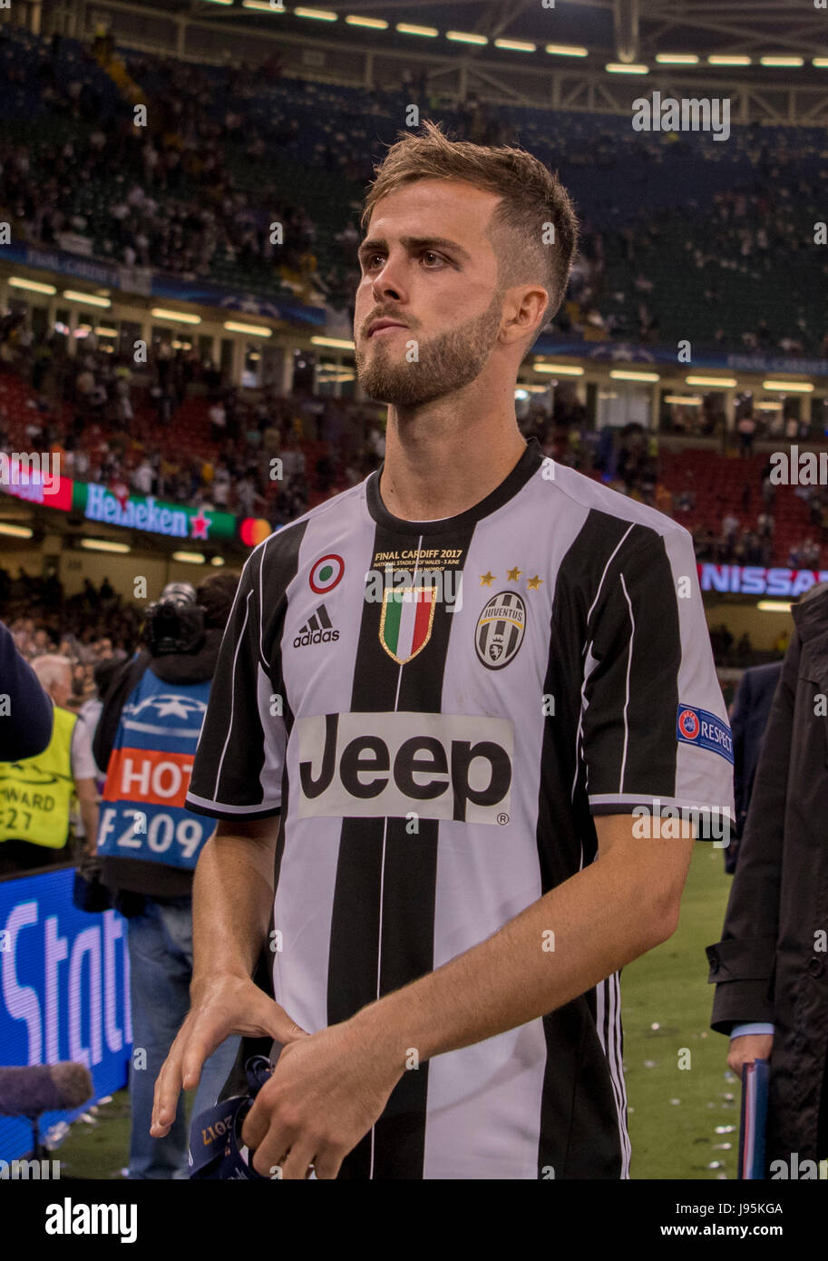Cardiff, Wales. 3rd June, 2017. Miralem Pjanic (Juventus) Football