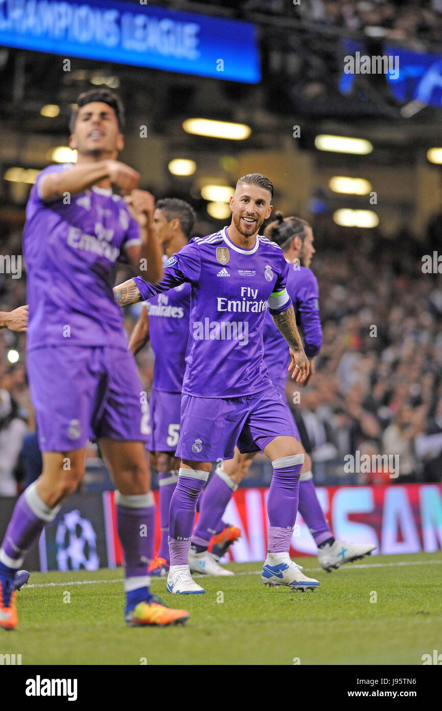 Cardiff, UK. 04th June, 2017. Real Madrid Captain Sergio Ramos