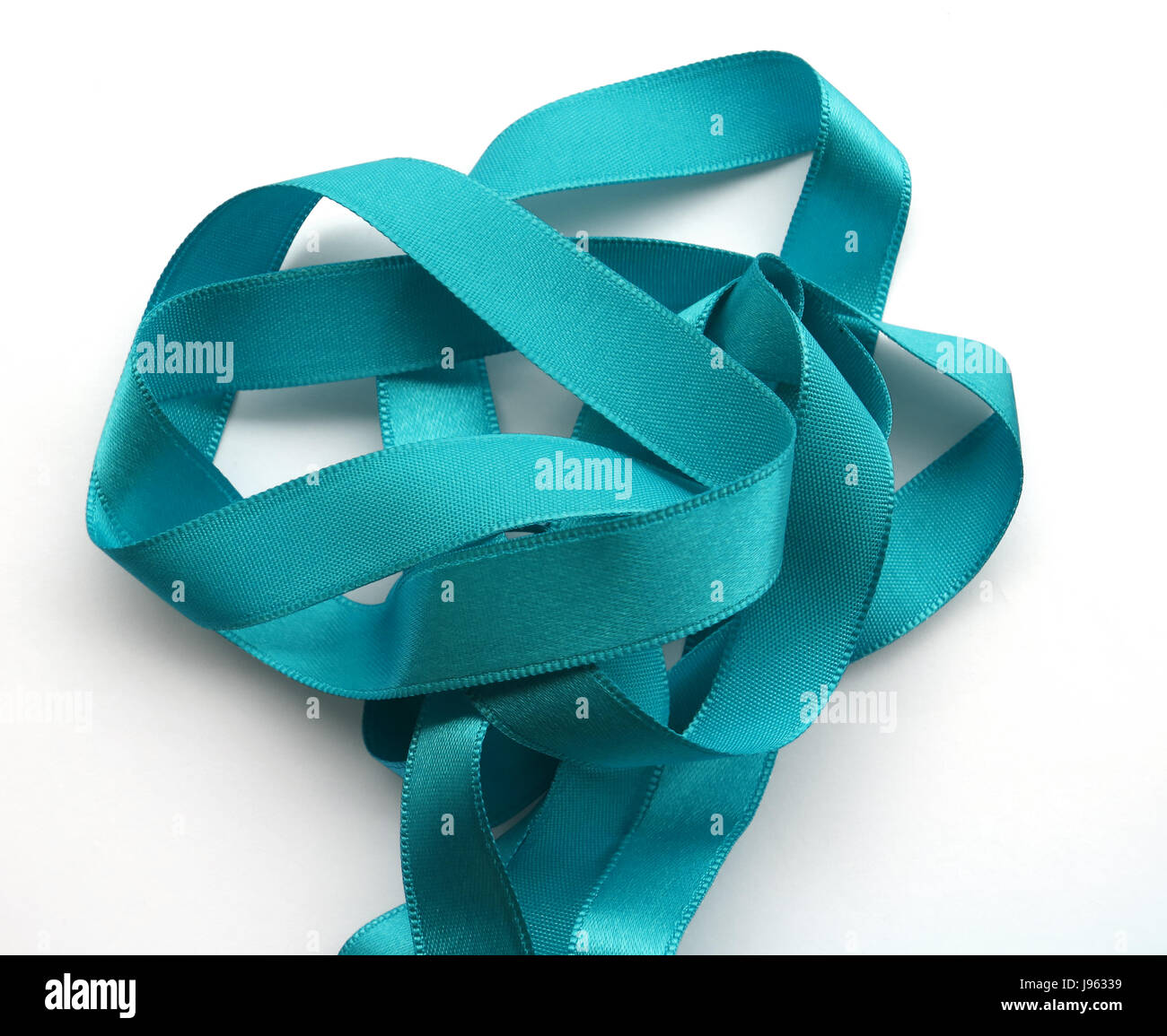 Light blue ribbon isolated on white background. Clipping Path included
