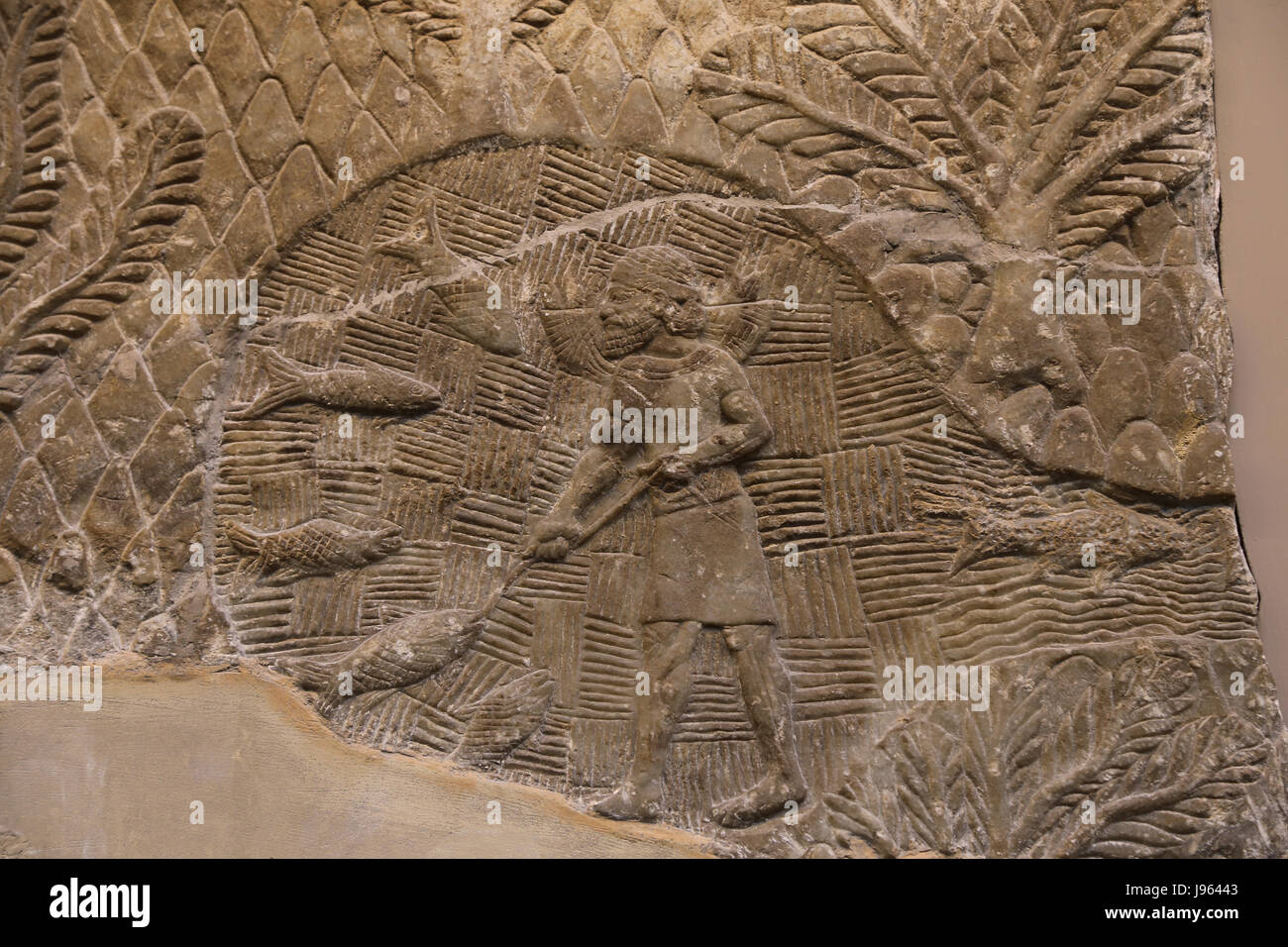 Fisherman. Assyrian, 700-692 BC. Nineveh, South-West Palace. Iraq. Palace, Iraq. British Museum. London. Stock Photo