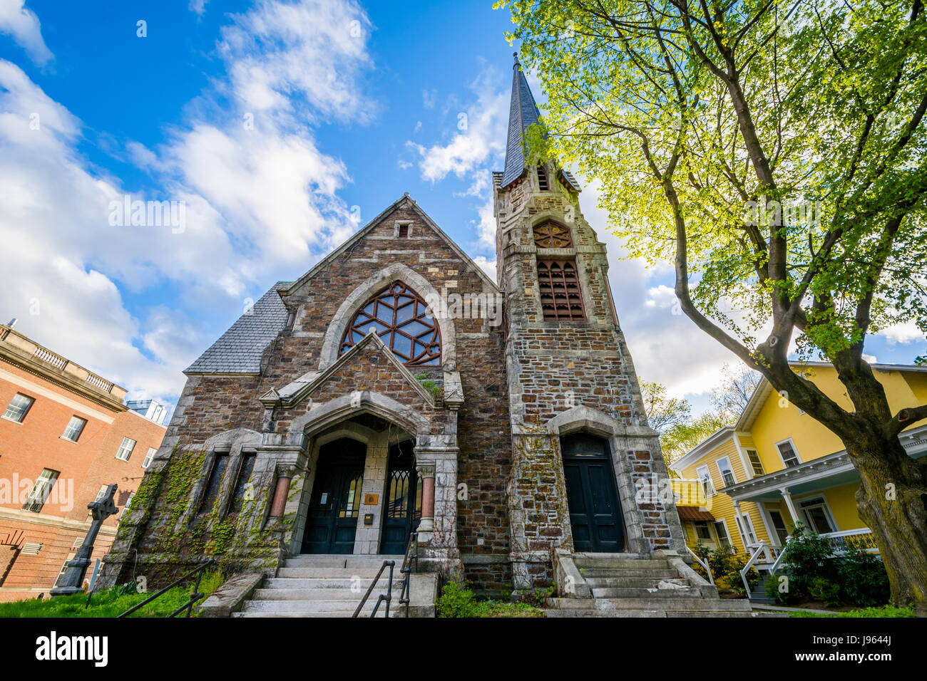 A historic church in Brattleboro, Vermont. Stock Photo