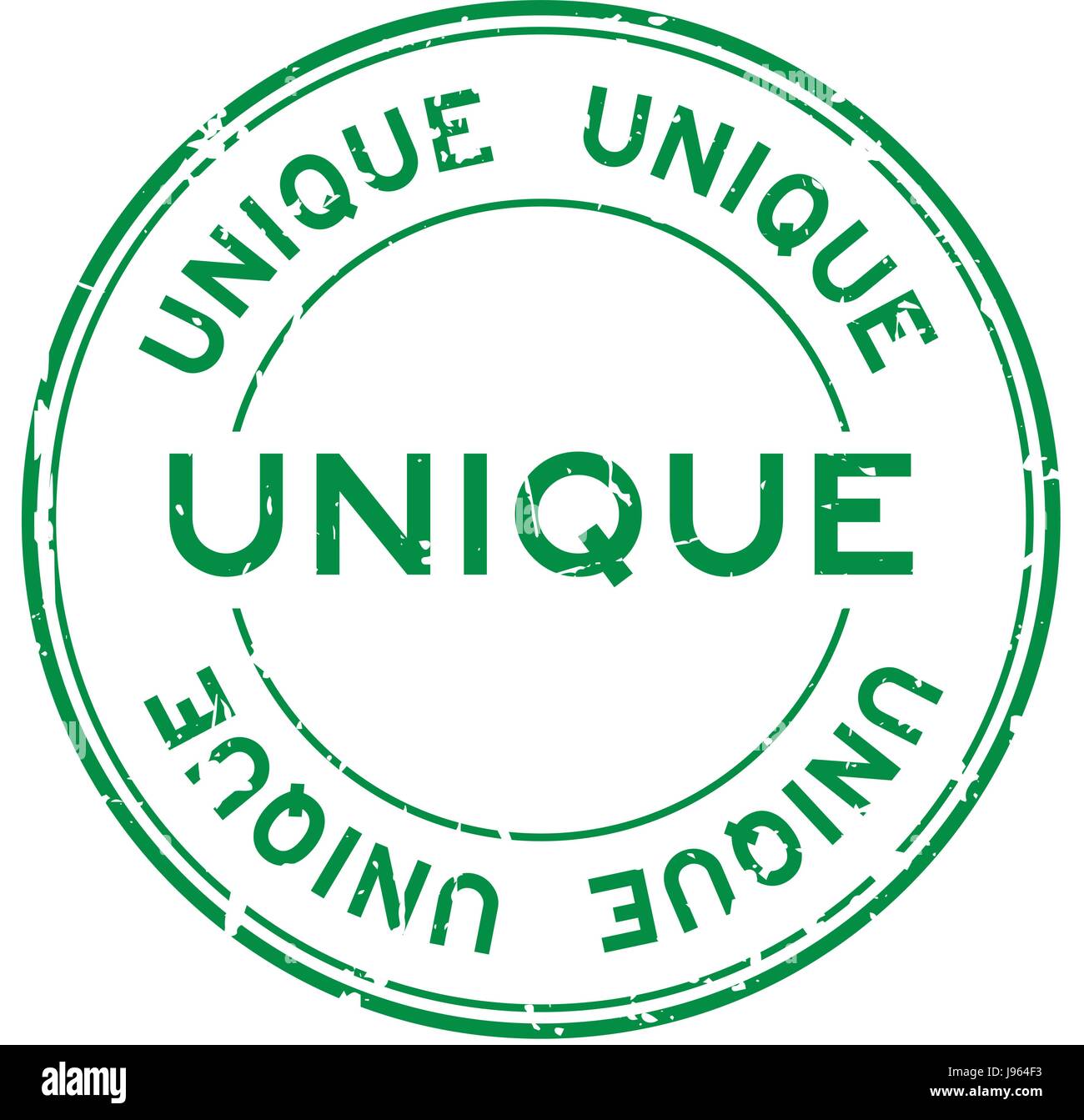 Grunge green unique round rubber seal stamp on white background Stock ...