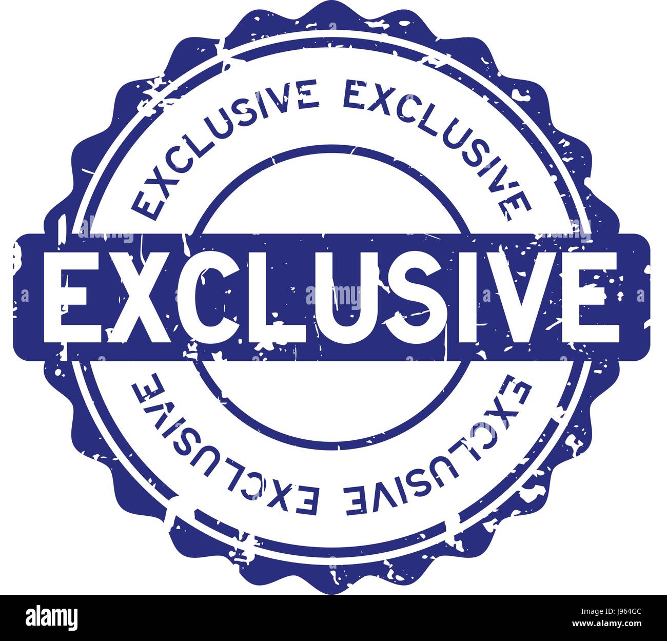 Grunge blue exclusive round rubber seal stamp on white background Stock ...
